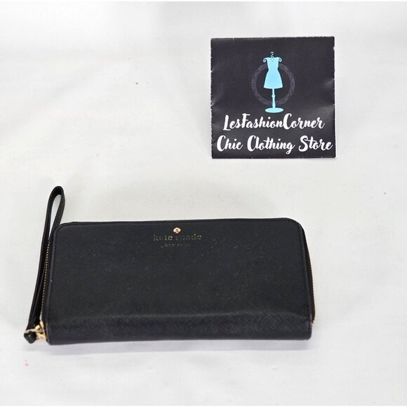Kate Spade Women's Saffiano Black Leather Zip-Around Wristlet Wallet 133 - Picture 12 of 14